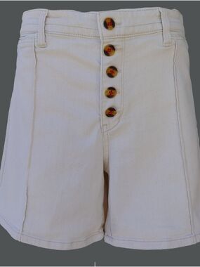 Pilcro by Anthropologie Slim Boyfriend Button-Fly Shorts Cream Women's 31